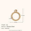 Pendentif circulaire en acier inoxydable plaqué or 14K avec mesures précises - Mini Pendentif Anneau Torsadé à Pois
