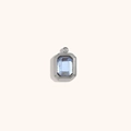 Square light blue crystal pendant with 18K gold plated stainless steel frame - Steel - Light Blue Zircon