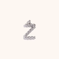 Polished silver letter Z pendant with twisted rope texture in stainless steel finish - Steel-Z