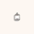 Elegant 18K gold plated stainless steel pendant with emerald-cut clear gemstone inlay - April (White/Clear) / Steel