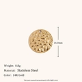 Pendentif rond en acier inoxydable plaqué or 14K avec surface texturée martelée - Disque à Pois Monotrou