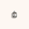 Rectangle transparent crystal pendant with silver stainless steel frame and loop charm - Steel - Gray White Zircon