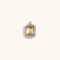 Minimalist square emerald-cut amber crystal pendant plated in 18K gold stainless steel - November (Champagne) / Steel