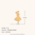Pendentif silhouette danseuse en acier inoxydable plaqué or 14K pour bijoux - Pendentif Petite Fille Estampé