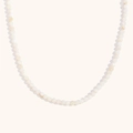 Minimalist 18K gold plated stainless steel necklace with creamy natural stone beads - Natural Stone Necklace - White Jade
