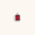 Elegant 18K gold plated stainless steel necklace with a faceted red gemstone pendant - Steel - Garnet Red