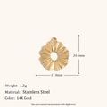 Pendentif fleur en acier plaqué or 14K avec texture rayon de soleil et ajourage - Pendentif Disque Tournesol Irrégulier