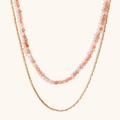 Elegante 18K vergoldete Edelstahl-Doppelschicht-Halskette mit orangefarbenen Amazonit-Perlen - Sonnenstein O-Kette Doppelhalskette