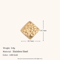 Pendentif carré martelé en acier inoxydable plaqué or 14K, breloque texturée 18,7 mm - Pièce Carrée Monotrou Martelée