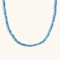 18K gold plated necklace featuring faceted light blue natural stone beads in a chic design - Natural Stone Necklace - Larimar Apatite