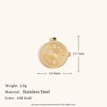 Pendentif horloge en acier inoxydable plaqué or 14K avec design cœur torsadé évidé - Pendentif Horloge Circulaire