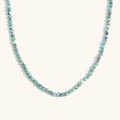 Minimalist 18K gold plated necklace with faceted natural turquoise beads in u-shape - Natural Stone Necklace - Blue Turquoise