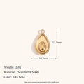 Pendentif avocat 3D en acier inoxydable plaqué or 14K avec design de noyau détaillé - Pendentif Avocat