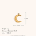 Pendentif croissant de lune en acier inoxydable doré 14K avec dimensions et poids - Pendentif Petit Croissant de Lune