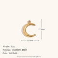 Pendentif croissant de lune en acier inoxydable plaqué or 14K avec dimensions - Pendentif Croissant de Lune en C