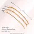 Three-piece stackable 18K gold plated stainless steel anklet set with various link chains - 3 Layer Chain Set Style 4 - Gold