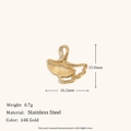 Pendentif feuille de ginkgo en acier inoxydable doré 14K avec texture brossée - Pendentif Petit Double Feuille de Ginkgo