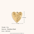 Pendentif cœur évidé en acier doré 14K avec texture côtelée et détails en cristal - Pendentif Cœur à Quatre Veines