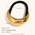 Minimalist elastic hair tie with large 18K gold plated stainless steel crescent moon ornament - Smooth Moon Shape / Gold