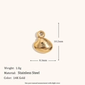 Macro detail of a 14K gold-plated stainless steel shell pendant with size dimensions - Clam (C9142) / Gold