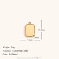 Pendentif cœur torsadé en acier inoxydable plaqué or 14K avec hauteur 15,2mm - Petit Pendentif Brique avec Bordure