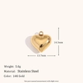 Pendentif cœur gonflé en acier inoxydable plaqué or 14K, poids 5g, style chic - Cœur Épais Hydraulique