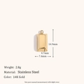 Pendentif barre rectangulaire en acier inoxydable plaqué or 14K avec fini brillant - Petit Pendentif Lingot d'Or Épais