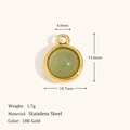 18K gold-plated stainless steel round pendant featuring a polished green gemstone - Half Round Green Aventurine Pendant - Gold