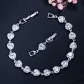 Elegant 925 sterling silver heart-shaped zircon bracelet for women with extension link - White