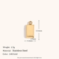 Pendentif rectangulaire en acier inoxydable doré 14K, dimensions 13,6mm x 6,6mm - Petit Pendentif Lingot d'Or Fin