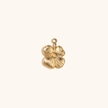 Pendentif trèfle plaqué or 14K avec texture brossée rayonnante et détail perle centrale - Pendentif Pétale de Fleur - Or