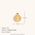 Pendentif arbre de vie en acier inoxydable plaqué or 14K avec dimensions 10,0 mm - Mini Disque Arbre de Vie