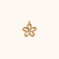 Pendentif fleur évidée plaqué or 14K avec finition polie et anneau de suspension - Pendentif Fleur Creuse - Or
