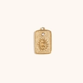 Pendentif rectangle œil en acier inoxydable doré avec détail en zircon brillant - Pendentif Plaque Carrée Oeil - Or