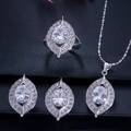 Elegante set di gioielli da sposa in argento con collana in zirconia e anello - Numero 9 / Bianco