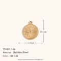 Pendentif soleil en acier inoxydable plaqué or 14K avec bordure perlée ronde - Mini Pendentif Œil Rayonnant