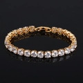 Bracelet rivière classique avec zircons AAA dorés et fermoir à boucle déployante - Or avec Zircon Blanc (18cm)