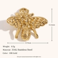 Pendentif abeille en acier inoxydable plaqué or 14K avec des ailes texturées - Pendentif Petite Abeille - Or