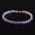 Exquisite purple cubic zirconia tennis bracelet with silver-tone metal base on black mirror - Purple Blue (18cm)