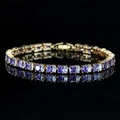 Pulsera tennis bañada en oro con circonitas cuadradas púrpuras y rectangulares - Púrpura
