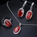 Detail of S925 sterling silver hallmark on fashion red zircon bridal jewelry set pieces - Red Size 6