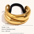 18K gold plated stainless steel double teardrop hair tie with black elastic rope - Symmetrical Double Layer Water Drop / Gold