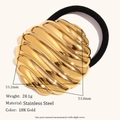 Coletero de acero inoxidable chapado en oro de 18K con diseño ondulado texturizado - Estilo de Cáscara de Huevo Nervada en Espiral / Dorado