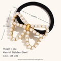 Elegant 18K gold-plated stainless steel butterfly hair tie with pearl details - Butterfly Design / Gold