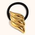 Coletero con forma de ala chapado en oro de 18K con banda negra para coleta alta - Dorado