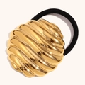 Coletero de metal chapado en oro de 18K con relieve de croissant y banda negra - Dorado
