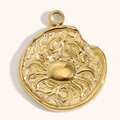 Colgante signo Cáncer de acero inoxidable bañado en oro 18K con relieve cangrejo - Cáncer