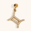 18K gold plated stainless steel Gemini zodiac pendant with shimmering crystals - Gemini