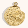 Colgante Leo vintage en acero inoxidable chapado en oro de 18K para mujer elegante - Leo