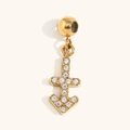 Cross anchor pendant in 18K gold plated stainless steel with micro-set white cubic zirconia - Sagittarius